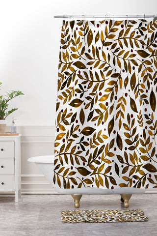 Angela Minca Autumn branches Shower Curtain And Mat