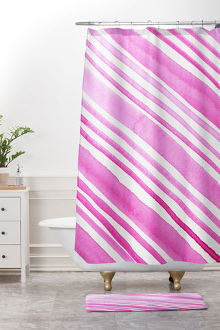 Angela Minca Candy stripes Shower Curtain And Mat