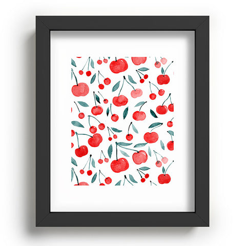 Angela Minca Cherries red and teal Recessed Framing Rectangle