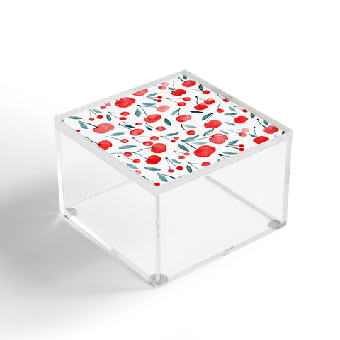 Angela Minca Cherries red and teal Acrylic Box