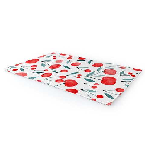 Angela Minca Cherries red and teal Area Rug