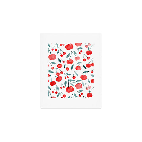 Angela Minca Cherries red and teal Art Print