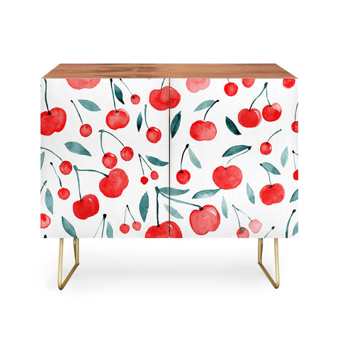 Angela Minca Cherries red and teal Credenza