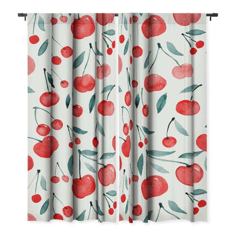 Angela Minca Cherries red and teal Blackout Non Repeat