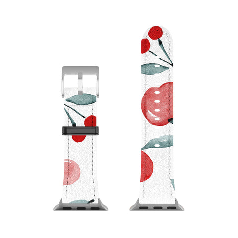 Angela Minca Cherries red and teal Apple Watch Band