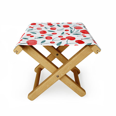 Angela Minca Cherries red and teal Folding Stool