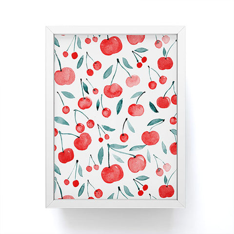 Angela Minca Cherries red and teal Framed Mini Art Print