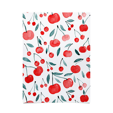 Angela Minca Cherries red and teal Poster