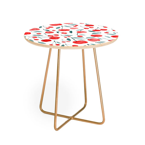Angela Minca Cherries red and teal Round Side Table