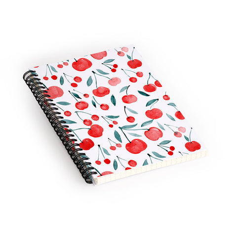 Angela Minca Cherries red and teal Spiral Notebook