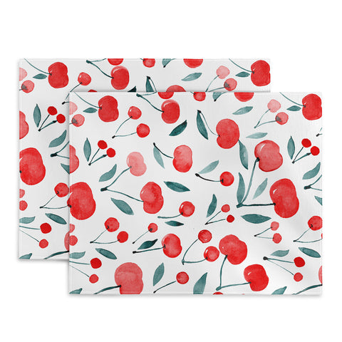 Angela Minca Cherries red and teal Placemat