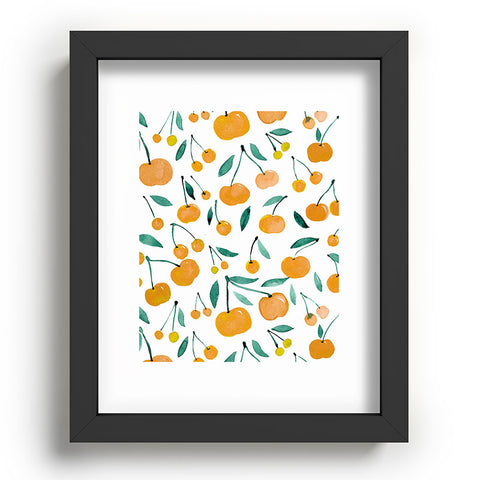 Angela Minca Cherries yellow and green Recessed Framing Rectangle