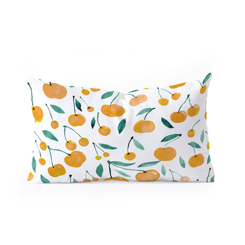 Angela Minca Cherries yellow and green Oblong Throw Pillow