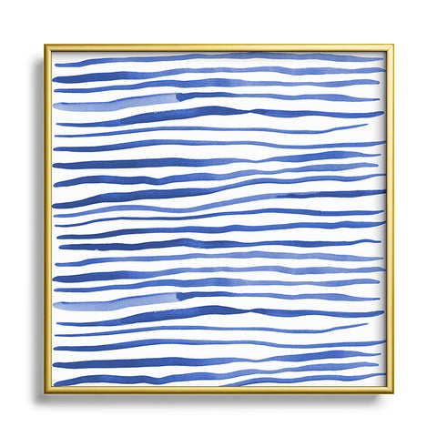 Angela Minca Doodle blue lines Metal Square Framed Art Print