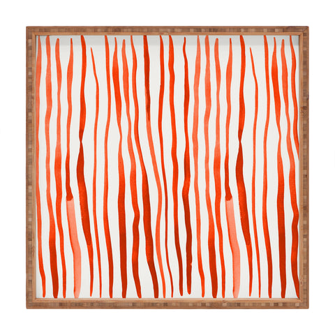 Angela Minca Doodle orange lines Square Tray