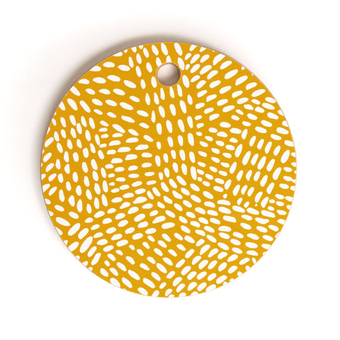 Angela Minca Dot lines ochre Cutting Board Round