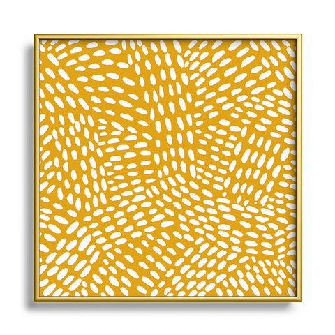 Angela Minca Dot lines ochre Metal Square Framed Art Print