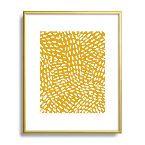 Angela Minca Dot lines ochre Metal Framed Art Print