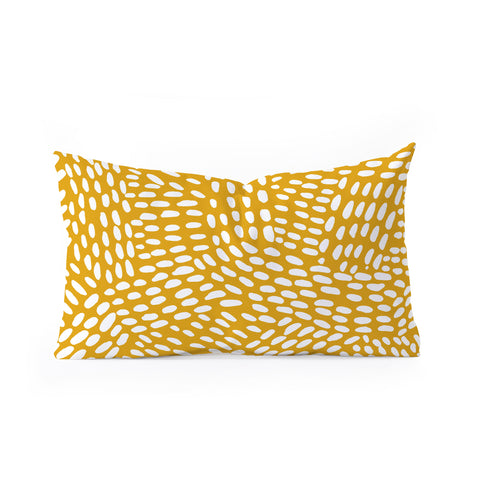 Angela Minca Dot lines ochre Oblong Throw Pillow