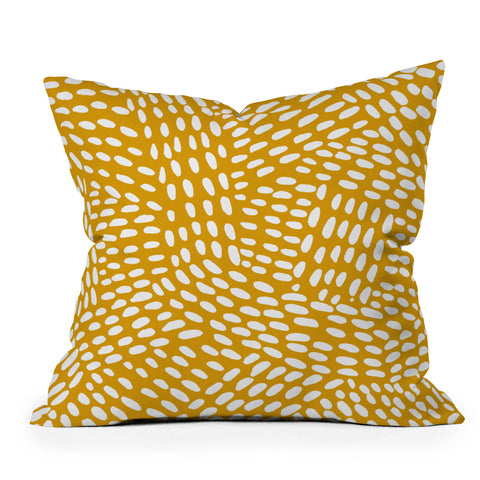 Angela Minca Dot lines ochre Throw Pillow