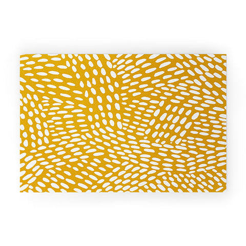 Angela Minca Dot lines ochre Welcome Mat
