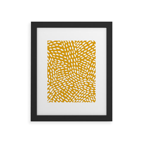 Angela Minca Dot lines ochre Framed Art Print
