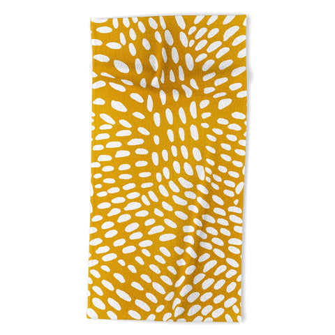 Angela Minca Dot lines ochre Beach Towel