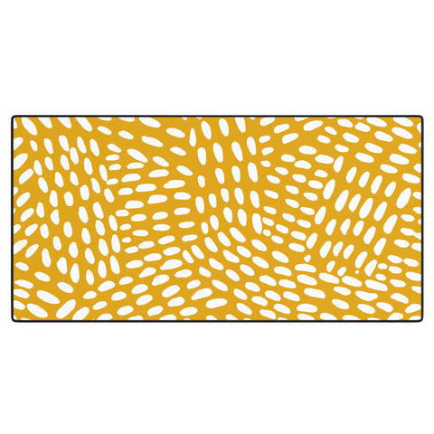 Angela Minca Dot lines ochre Desk Mat