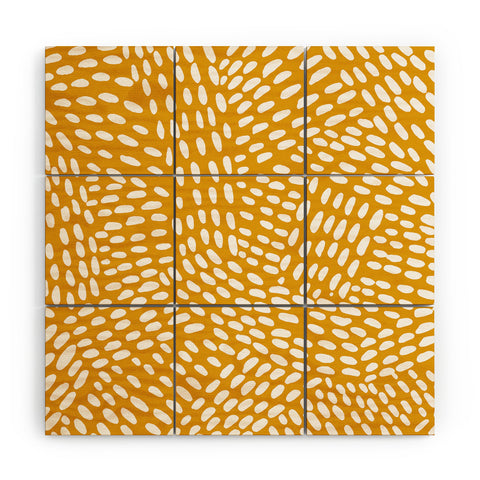 Angela Minca Dot lines ochre Wood Wall Mural