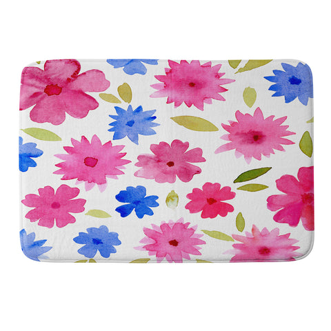 Angela Minca Loose floral pattern pink Memory Foam Bath Mat