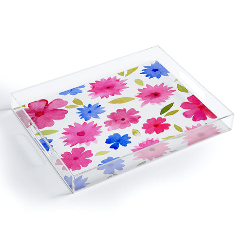 Angela Minca Loose floral pattern pink Acrylic Tray