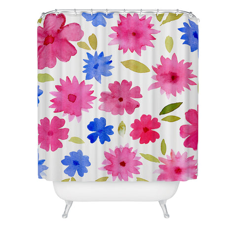 Angela Minca Loose floral pattern pink Shower Curtain