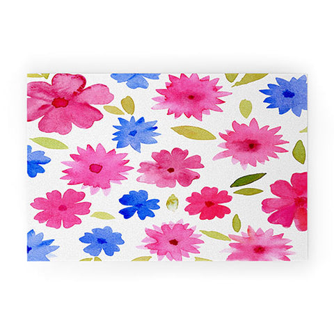 Angela Minca Loose floral pattern pink Welcome Mat