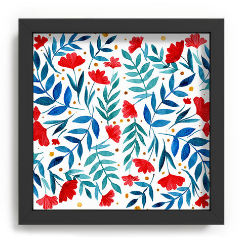 Angela Minca Magical garden red and teal Recessed Framing Square