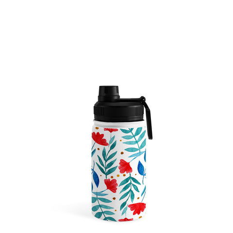 Angela Minca Magical garden red and teal Water Bottle