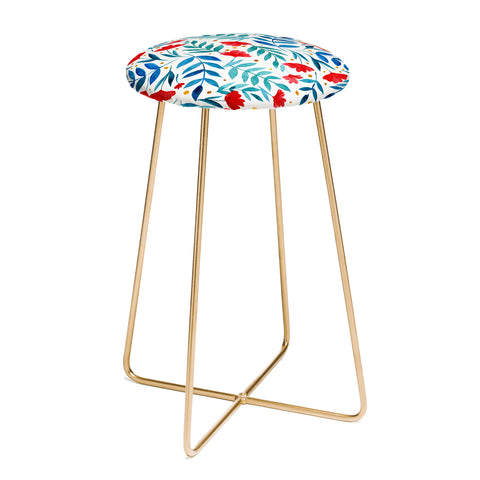 Angela Minca Magical garden red and teal Counter Stool