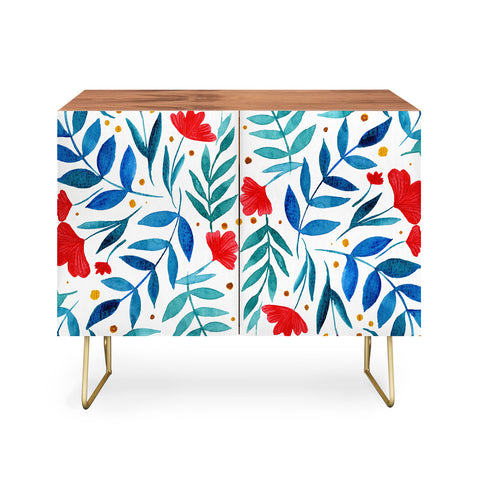 Angela Minca Magical garden red and teal Credenza