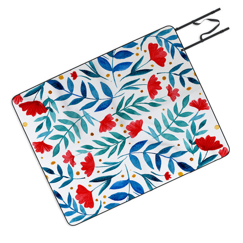 Angela Minca Magical garden red and teal Picnic Blanket