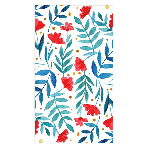Angela Minca Magical garden red and teal Tablecloth