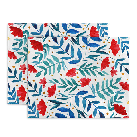 Angela Minca Magical garden red and teal Placemat