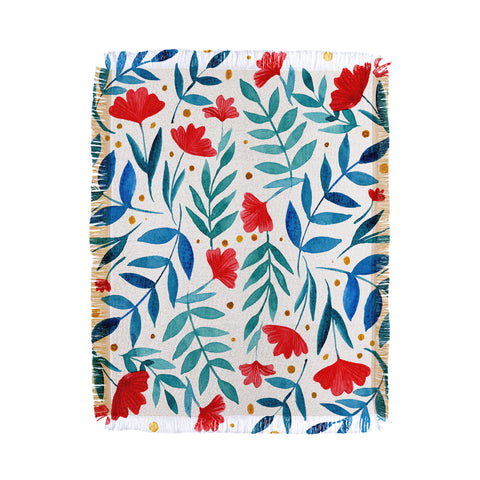 Angela Minca Magical garden red and teal Throw Blanket