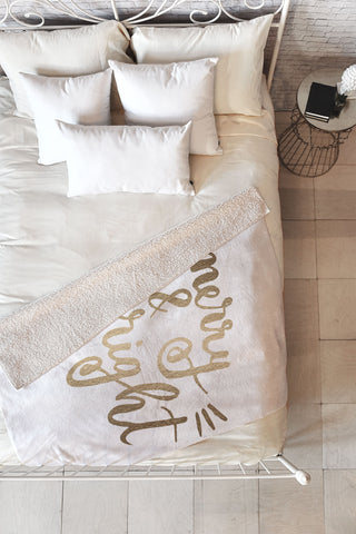 Angela Minca Merry and bright gold Fleece Throw Blanket