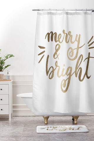 Angela Minca Merry and bright gold Shower Curtain And Mat