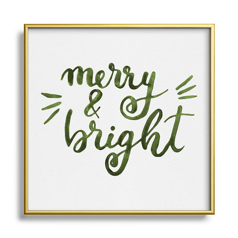 Angela Minca Merry and bright green Square Metal Framed Art Print