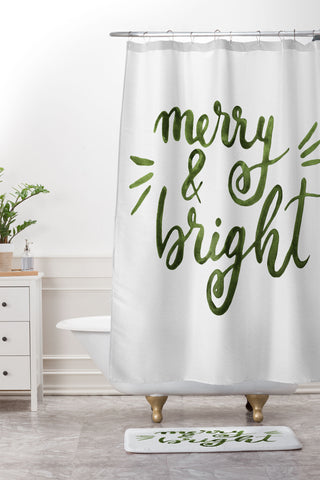 Angela Minca Merry and bright green Shower Curtain And Mat