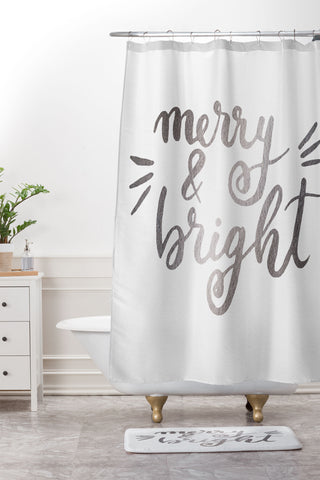Angela Minca Merry and bright silver Shower Curtain And Mat