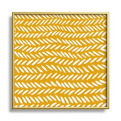 Angela Minca Ochre knitting pattern Metal Square Framed Art Print