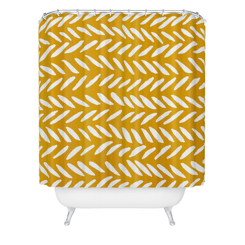Angela Minca Ochre knitting pattern Shower Curtain