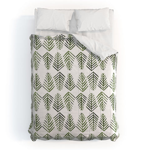 Angela Minca Pine trees green Comforter