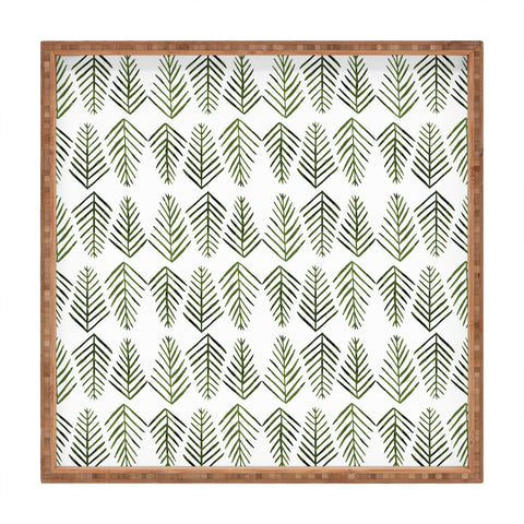 Angela Minca Pine trees green Square Tray